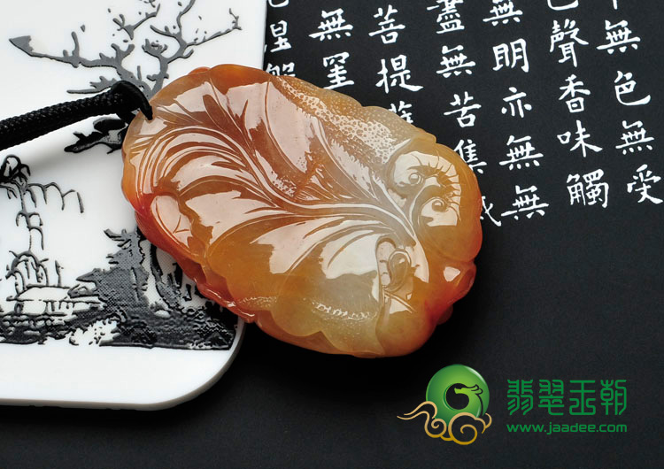 糯冰种红黄翡缅甸翡翠鸟语花香挂件