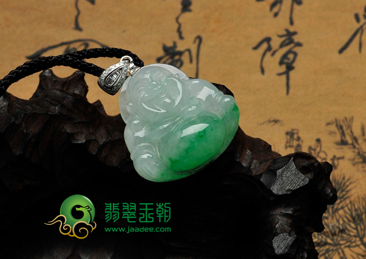 冰种翠色缅甸翡翠玉佛挂件