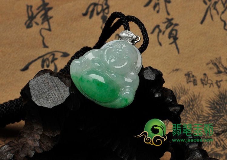 冰种翠色缅甸翡翠玉佛挂件