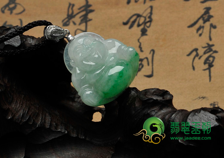 冰种翠色缅甸翡翠玉佛挂件