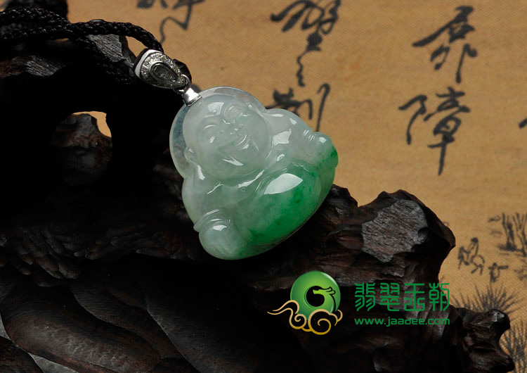 冰种翠色缅甸翡翠玉佛挂件
