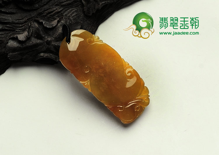 冰种红黄翡缅甸翡翠相濡以沫挂件