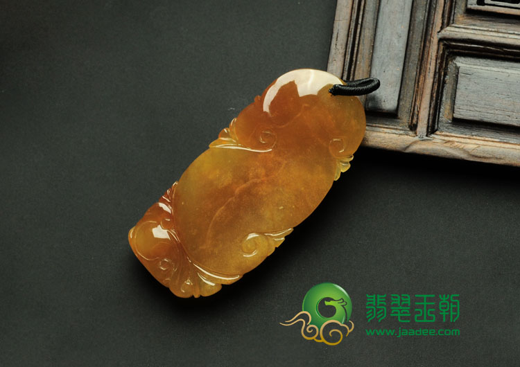 冰种红黄翡缅甸翡翠相濡以沫挂件