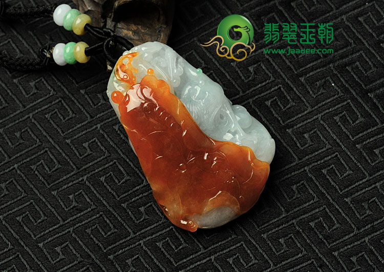 糯冰种红翡缅甸翡翠一路连科挂件