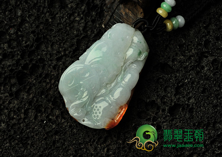 糯冰种红翡缅甸翡翠一路连科挂件