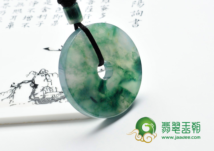 冰种飘花缅甸翡翠平安扣挂件