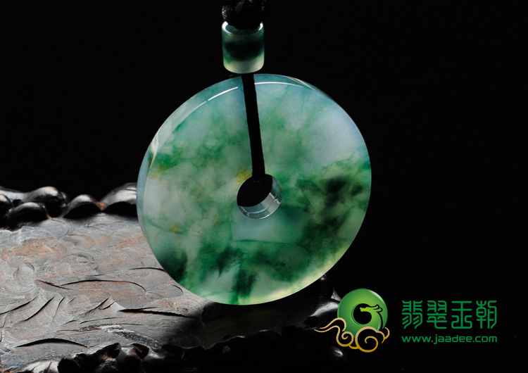 冰种飘花缅甸翡翠平安扣挂件