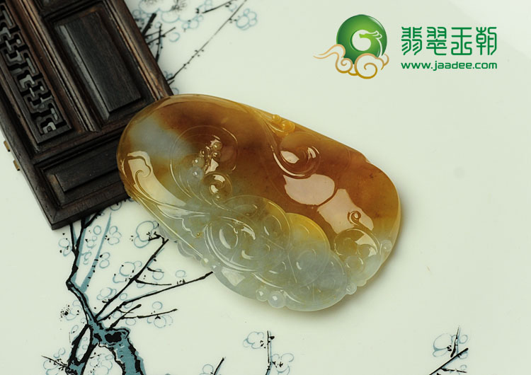 冰种红黄翡缅甸翡翠狼头挂件