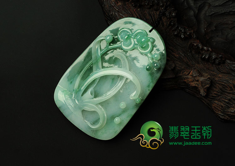 糯冰种飘花缅甸翡翠岁寒三友挂件
