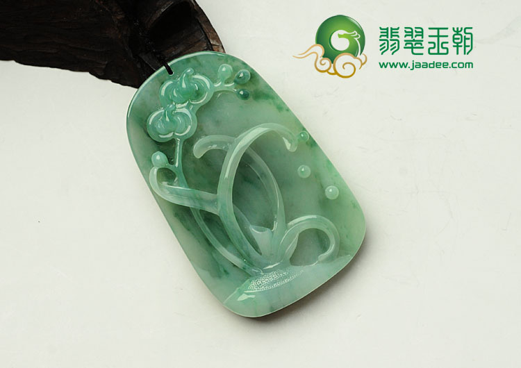 糯冰种飘花缅甸翡翠岁寒三友挂件