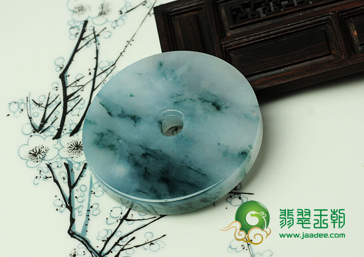 糯冰种飘花缅甸翡翠平安扣挂件