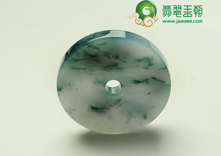 糯冰种飘花缅甸翡翠平安扣挂件