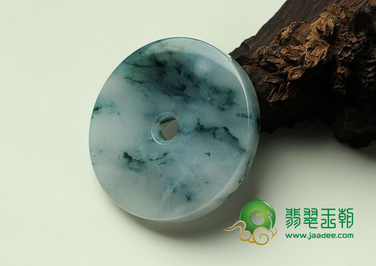 糯冰种飘花缅甸翡翠平安扣挂件