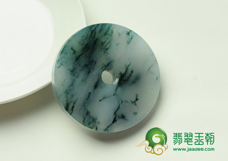 糯冰种飘花缅甸翡翠平安扣挂件