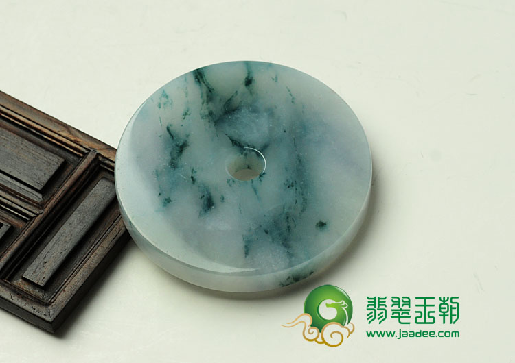 糯冰种飘花缅甸翡翠平安扣挂件
