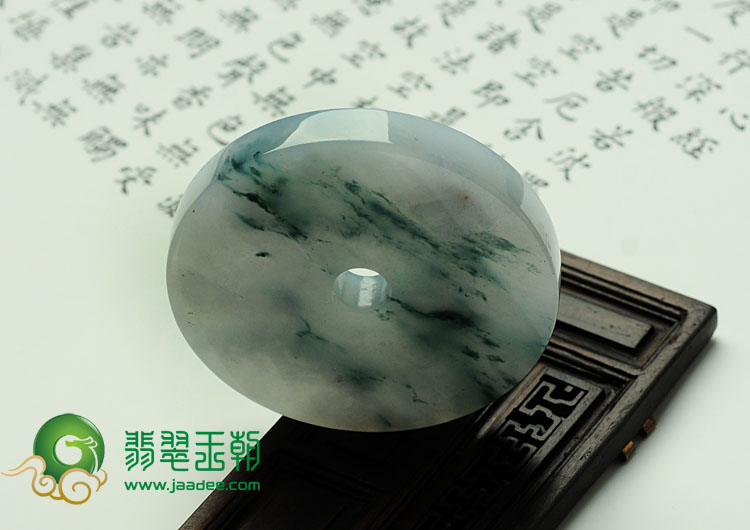 糯冰种飘花缅甸翡翠平安扣挂件