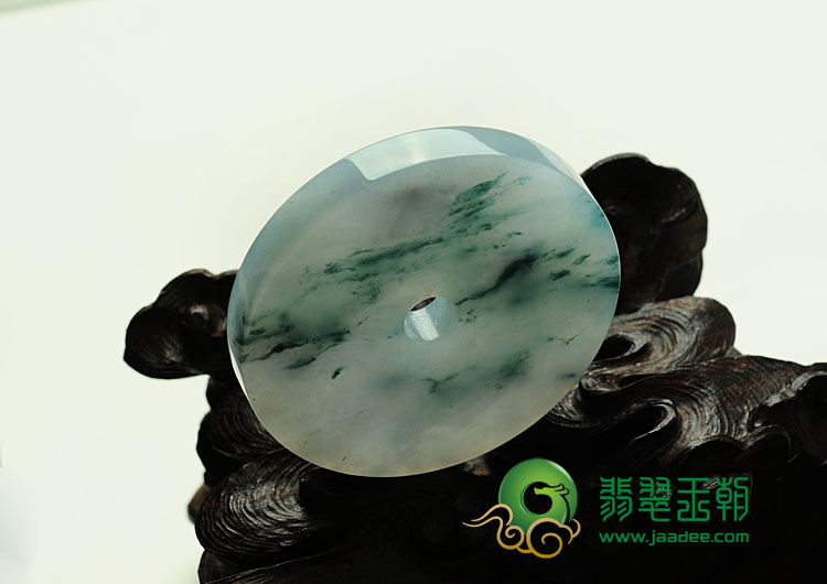 糯冰种飘花缅甸翡翠平安扣挂件