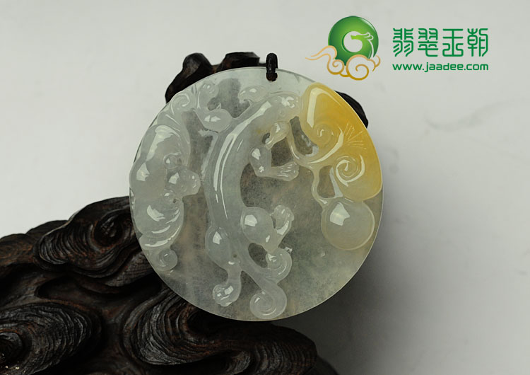 冰种黄翡缅甸翡翠螭龙降福挂件