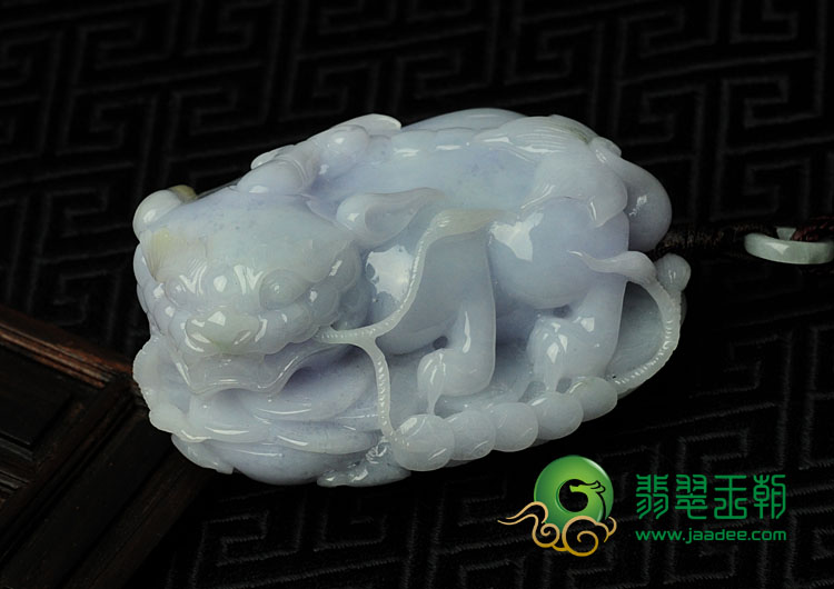 糯冰种紫罗兰缅甸翡翠貔貅手玩件
