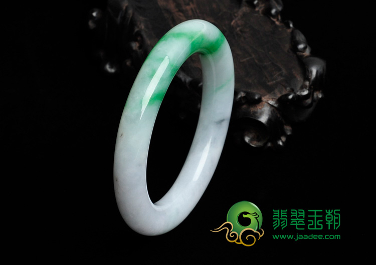 细糯种飘阳绿缅甸翡翠圆条手镯（55.3mm）