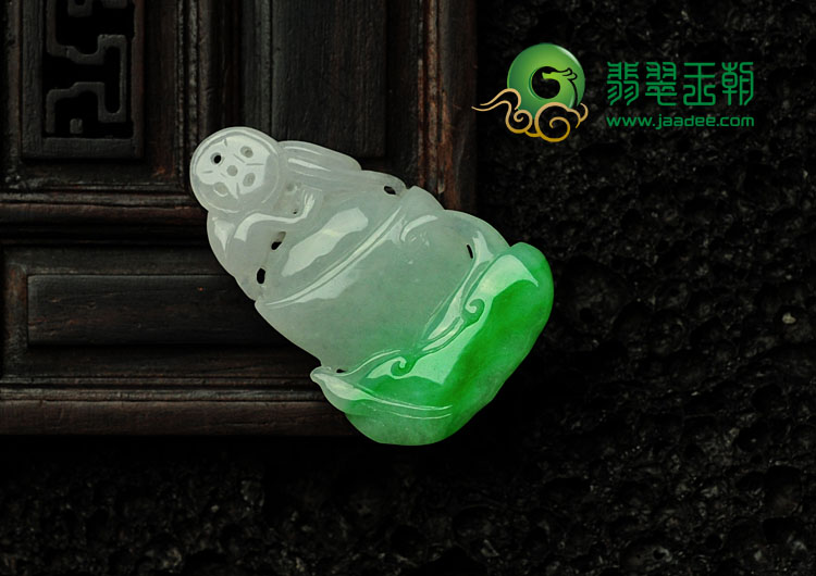 糯冰种飘翠缅甸翡翠灵猴献瑞挂件