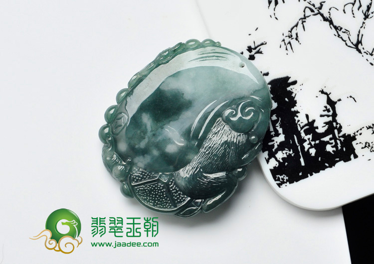 糯冰种油青缅甸翡翠老鼠爱大米挂件