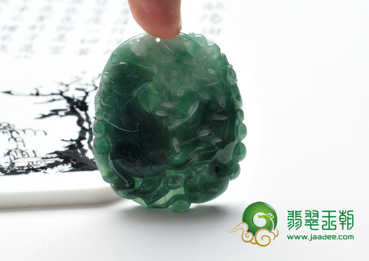 糯冰种油青缅甸翡翠老鼠爱大米挂件