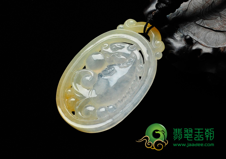 冰种黄翡缅甸翡翠望子成龙挂件