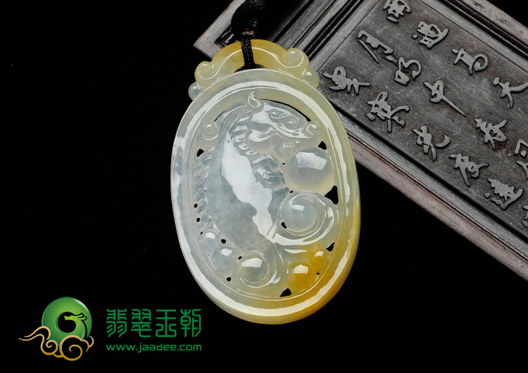 冰种黄翡缅甸翡翠望子成龙挂件