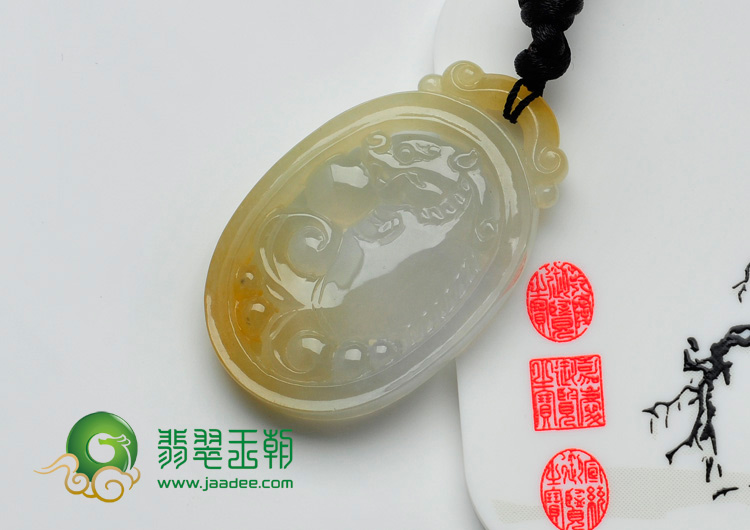 冰种黄翡缅甸翡翠望子成龙挂件