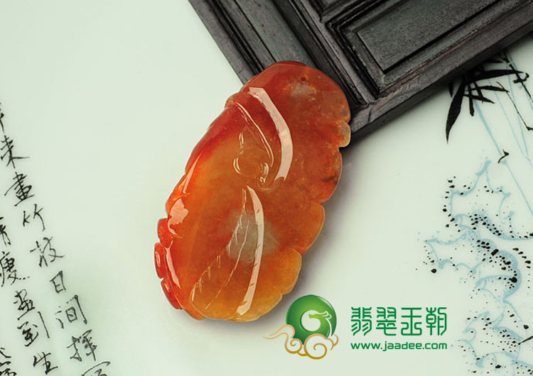 糯冰种红黄翡缅甸翡翠富甲天下挂件