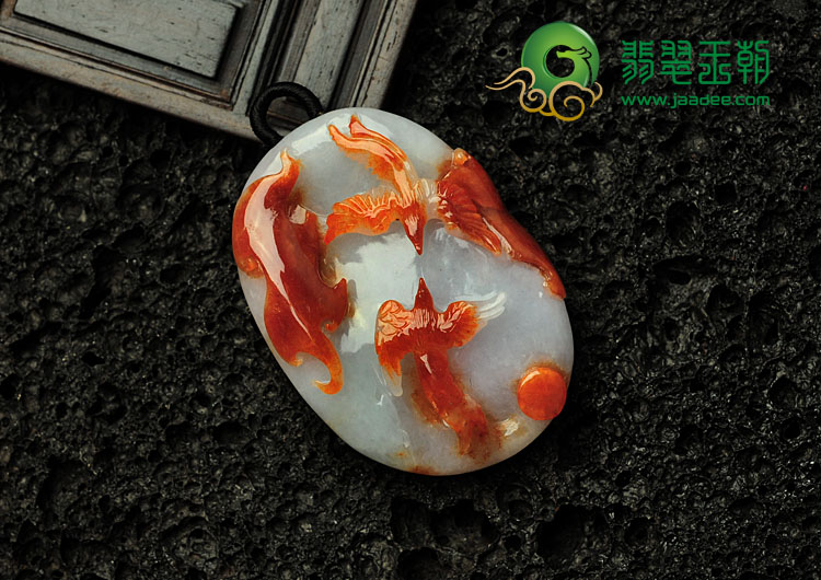 糯冰种红翡淡紫罗兰缅甸翡翠双喜临门挂件