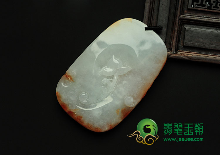 糯冰种红黄翡缅甸翡翠双宿双飞挂件