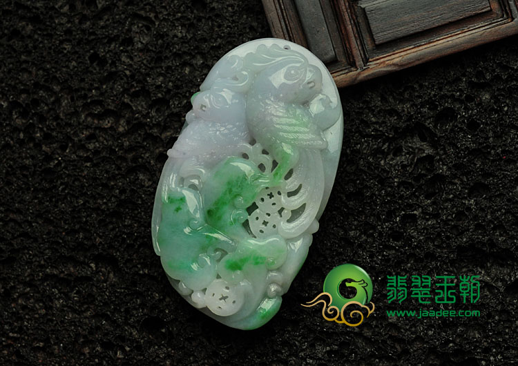 糯冰种春带彩缅甸翡翠英明神武挂件