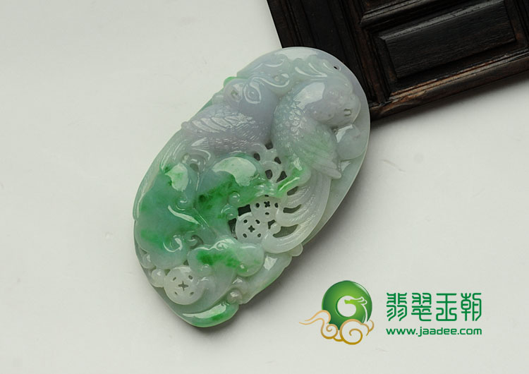 糯冰种春带彩缅甸翡翠英明神武挂件