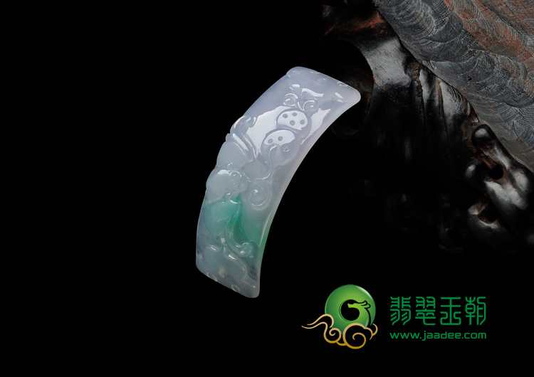 糯冰种春带彩缅甸翡翠富贵吉祥挂件/手环片