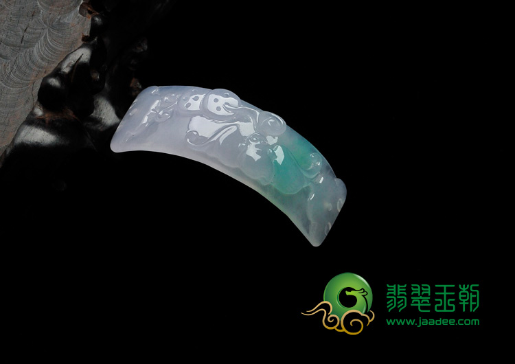 糯冰种春带彩缅甸翡翠富贵吉祥挂件/手环片