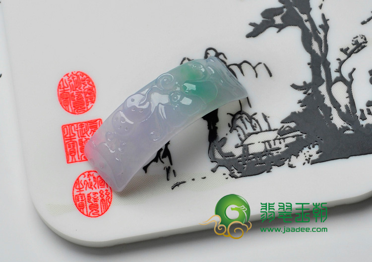 糯冰种春带彩缅甸翡翠富贵吉祥挂件/手环片