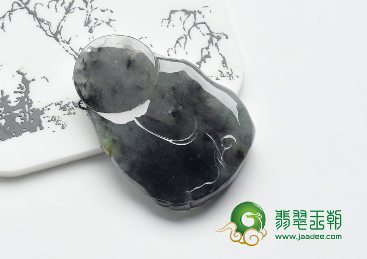 山水墨种缅甸翡翠钟馗挂件