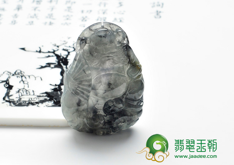 山水墨种缅甸翡翠钟馗挂件