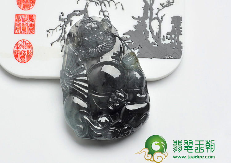 山水墨种缅甸翡翠钟馗挂件