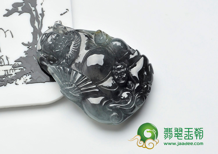 山水墨种缅甸翡翠钟馗挂件