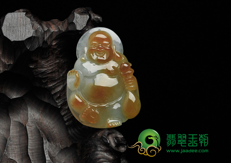 糯冰种黄翡缅甸翡翠玉佛挂件
