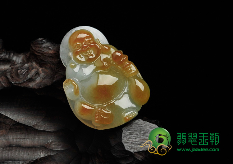 糯冰种黄翡缅甸翡翠玉佛挂件