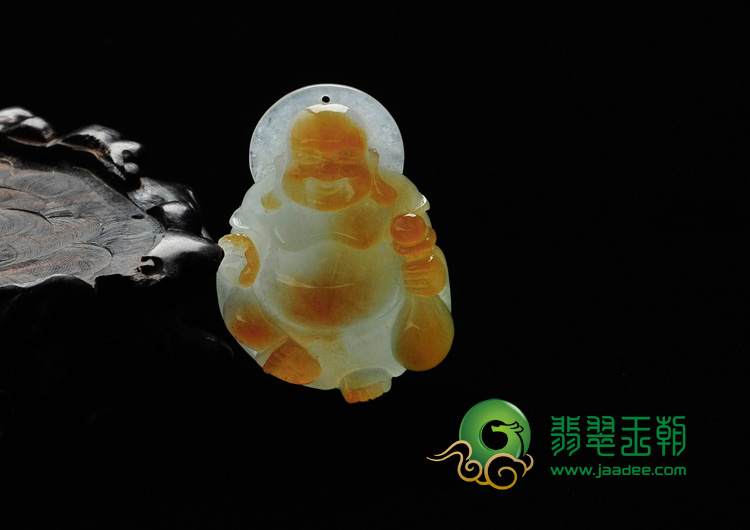 糯冰种黄翡缅甸翡翠玉佛挂件