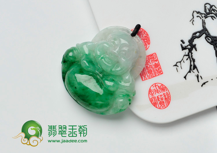 糯冰种翠绿缅甸翡翠玉佛挂件