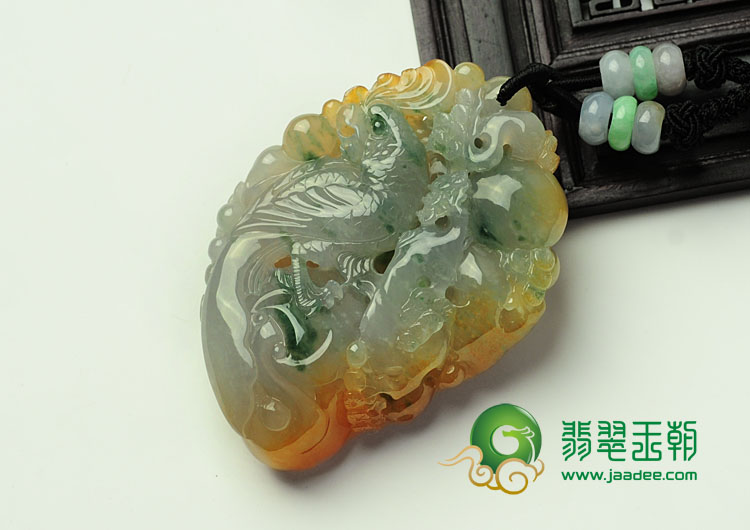 冰种黄翡飘花缅甸翡翠英明神武挂件