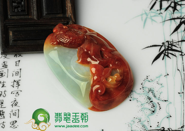 糯冰种红翡缅甸翡翠金玉满堂挂件