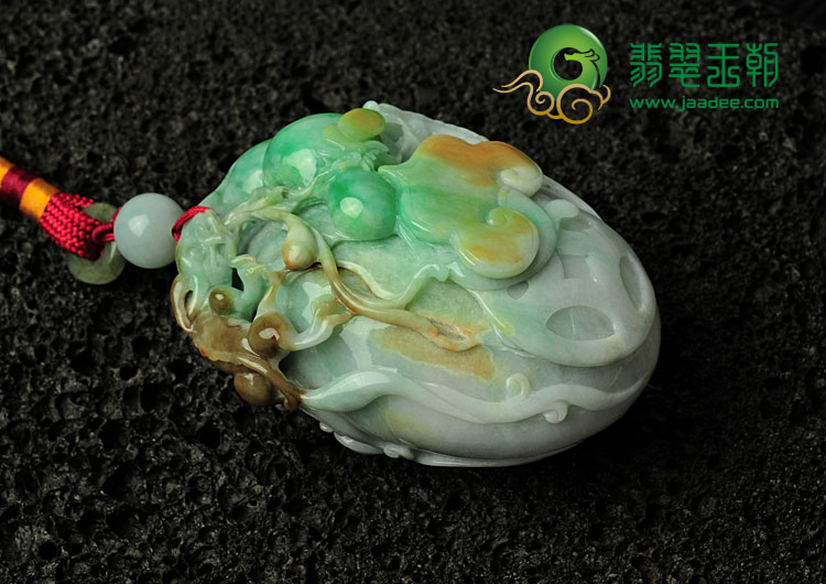 细糯种黄加绿缅甸翡翠“前福齐天”手玩件