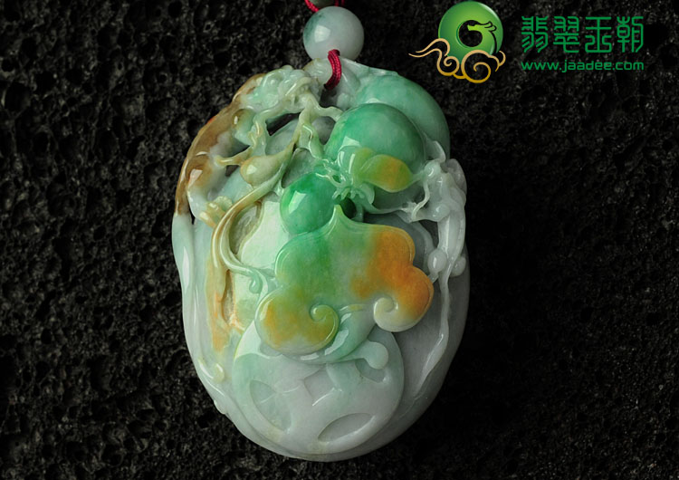细糯种黄加绿缅甸翡翠“前福齐天”手玩件